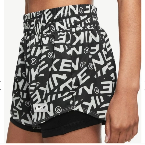Nike sportswear all over logo black 2 in 1 running shorts womens xs - Picture 5 of 5
